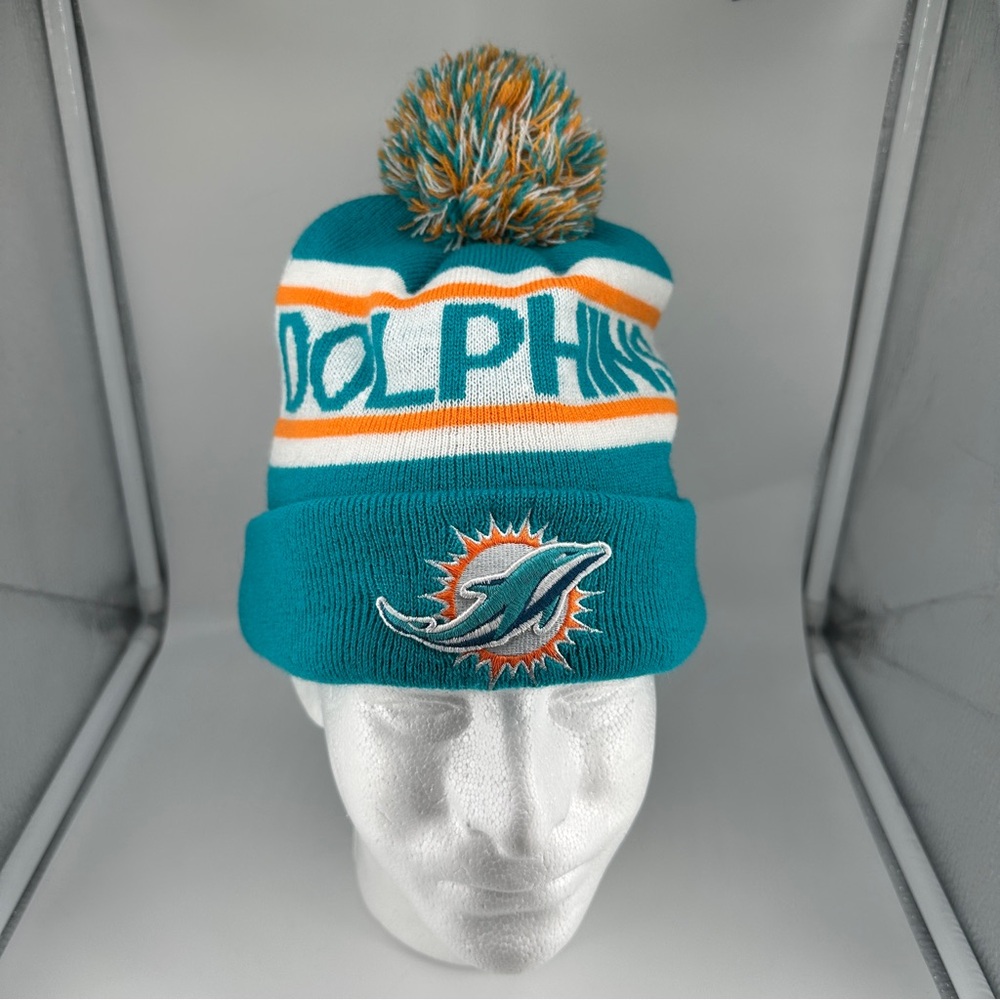 Miami Dolphins Adult Pom-Pom Beanie